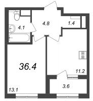 1 ккв № 119 Корп.: 9.1 , Секция 2  в ЖК Галактика