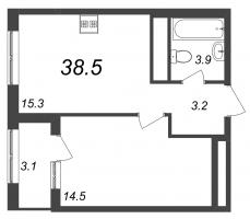 1 ккв № 847 Корп.: 9.3 , Секция 12  в ЖК Галактика