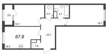 2 ккв № 621 Корп.: 9.1 , Секция 8  в ЖК Галактика