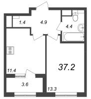 1 ккв № 646 Корп.: 9.1 , Секция 8  в ЖК Галактика