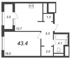 1 ккв № 1280 Корп.: 9.3 , Секция 18  в ЖК Галактика