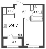 1 ккв № 42 Корп.: 9.3 , Секция 1  в ЖК Галактика