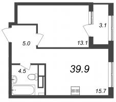 1 ккв № 158 Корп.: 9.3 , Секция 3  в ЖК Галактика