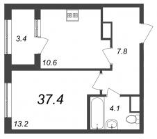 1 ккв № 168 Корп.: 9.1 , Секция 3  в ЖК Галактика