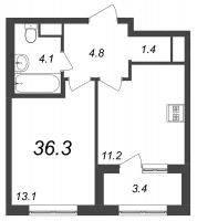 1 ккв № 55 Корп.: 9.1 , Секция 1  в ЖК Галактика