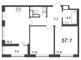 2 ккв № 1039 Корп.: 9.3 , Секция 15  в ЖК Галактика