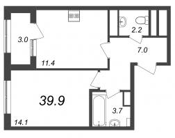 1 ккв № 1331 Корп.: 9.3 , Секция 19  в ЖК Галактика