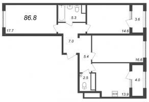 3 ккв № 318 Корп.: 9.1 , Секция 4  в ЖК Галактика