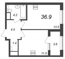 1 ккв № 562 Корп.: 9.1 , Секция 7  в ЖК Галактика