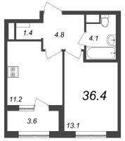1 ккв № 126 Корп.: 9.1 , Секция 2  в ЖК Галактика