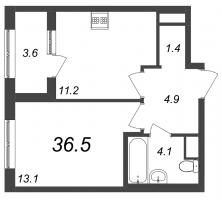 1 ккв № 356 Корп.: 9.1 , Секция 5  в ЖК Галактика