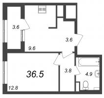 1 ккв № 169 Корп.: 9.3 , Секция 3  в ЖК Галактика