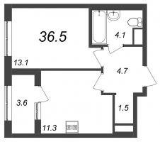 1 ккв № 337 Корп.: 9.1 , Секция 5  в ЖК Галактика