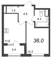 1 ккв № 855 Корп.: 9.1 , Секция 11  в ЖК Галактика