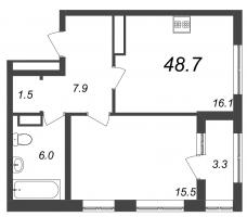 1 ккв № 1392 Корп.: 9.3 , Секция 20  в ЖК Галактика