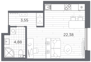 Студия № 275 Корп.: 1 , Секция 5  в ЖК Галерная гавань