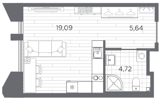 Студия № 9 Корп.: 3 , Секция 1  в ЖК Галерная гавань