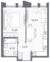 2 ккв (Евро) № 107 Корп.: 3 , Секция 2  в ЖК Галерная гавань