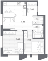 3 ккв (Евро) № 360 Корп.: 1 , Секция 7  в ЖК Галерная гавань