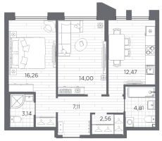 2 ккв № 296 Корп.: 1 , Секция 6  в ЖК Галерная гавань