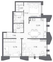 3 ккв № 145 Корп.: 3 , Секция 3  в ЖК Галерная гавань