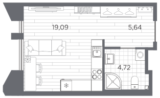 Студия № 44 Корп.: 3 , Секция 1  в ЖК Галерная гавань
