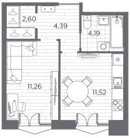1 ккв № 27 Корп.: 3 , Секция 1  в ЖК Галерная гавань
