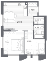 3 ккв (Евро) № 385 Корп.: 1 , Секция 7  в ЖК Галерная гавань