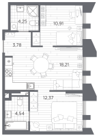 3 ккв (Евро) № 220 Корп.: 5 , Секция 4  в ЖК Галерная гавань
