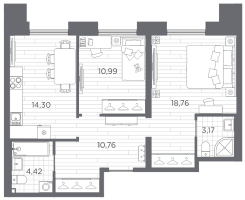 2 ккв № 285 Корп.: 1 , Секция 6  в ЖК Галерная гавань