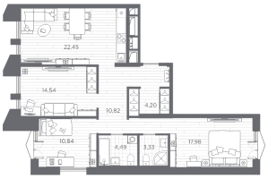4 ккв (Евро) № 221 Корп.: 5 , Секция 4  в ЖК Галерная гавань