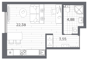 Студия № 245 Корп.: 1 , Секция 5  в ЖК Галерная гавань