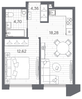 2 ккв (Евро) № 318 Корп.: 1 , Секция 6  в ЖК Галерная гавань