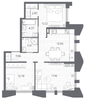 3 ккв № 180 Корп.: 3 , Секция 3  в ЖК Галерная гавань