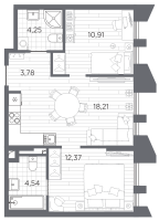 3 ккв (Евро) № 212 Корп.: 5 , Секция 4  в ЖК Галерная гавань