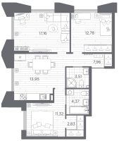 3 ккв № 201 Корп.: 3 , Секция 3  в ЖК Галерная гавань