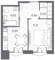 1 ккв № 170 Корп.: 3 , Секция 3  в ЖК Галерная гавань