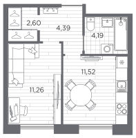 1 ккв № 55 Корп.: 3 , Секция 1  в ЖК Галерная гавань