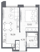 2 ккв (Евро) № 325 Корп.: 1 , Секция 6  в ЖК Галерная гавань