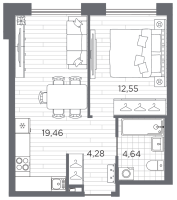 2 ккв (Евро) № 133 Корп.: 3 , Секция 3  в ЖК Галерная гавань