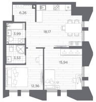 3 ккв (Евро) № 369 Корп.: 1 , Секция 7  в ЖК Галерная гавань