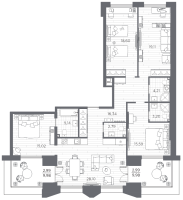 5 ккв (Евро) № 406 Корп.: 1 , Секция 7  в ЖК Галерная гавань