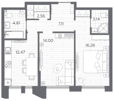 2 ккв № 289 Корп.: 1 , Секция 6  в ЖК Галерная гавань