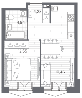 2 ккв (Евро) № 154 Корп.: 3 , Секция 3  в ЖК Галерная гавань