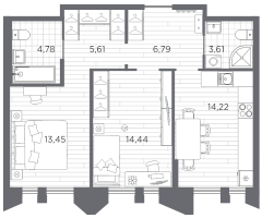 2 ккв № 136 Корп.: 3 , Секция 3  в ЖК Галерная гавань