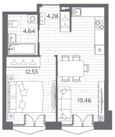 2 ккв (Евро) № 140 Корп.: 3 , Секция 3  в ЖК Галерная гавань