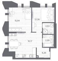3 ккв (Евро) № 364 Корп.: 1 , Секция 7  в ЖК Галерная гавань