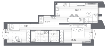 3 ккв (Евро) № 214 Корп.: 5 , Секция 4  в ЖК Галерная гавань