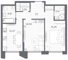 2 ккв № 338 Корп.: 1 , Секция 6  в ЖК Галерная гавань