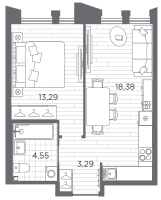 2 ккв (Евро) № 82 Корп.: 3 , Секция 2  в ЖК Галерная гавань